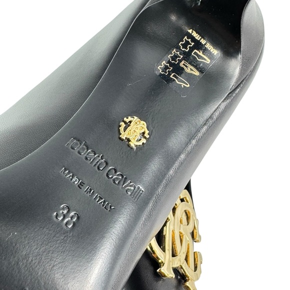 ROBERTO CAVALLI Black Leather Women Cap Toe Pumps 38 - 8 US
